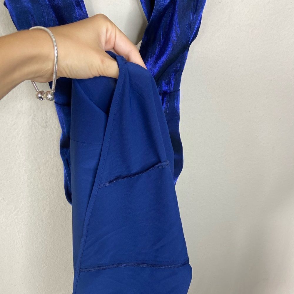 NWT Lovers & Friends Andressa Midi Sapphire Blue Dress Asymmetrical Size M - Picture 11 of 13